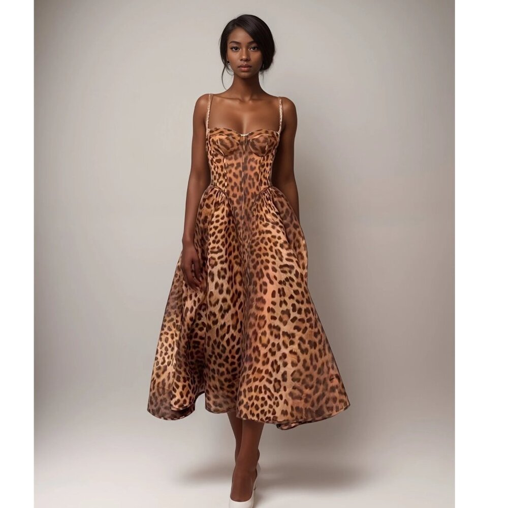 Zimmermann Leopard Print Panelled Midi Dress Size L NEW
